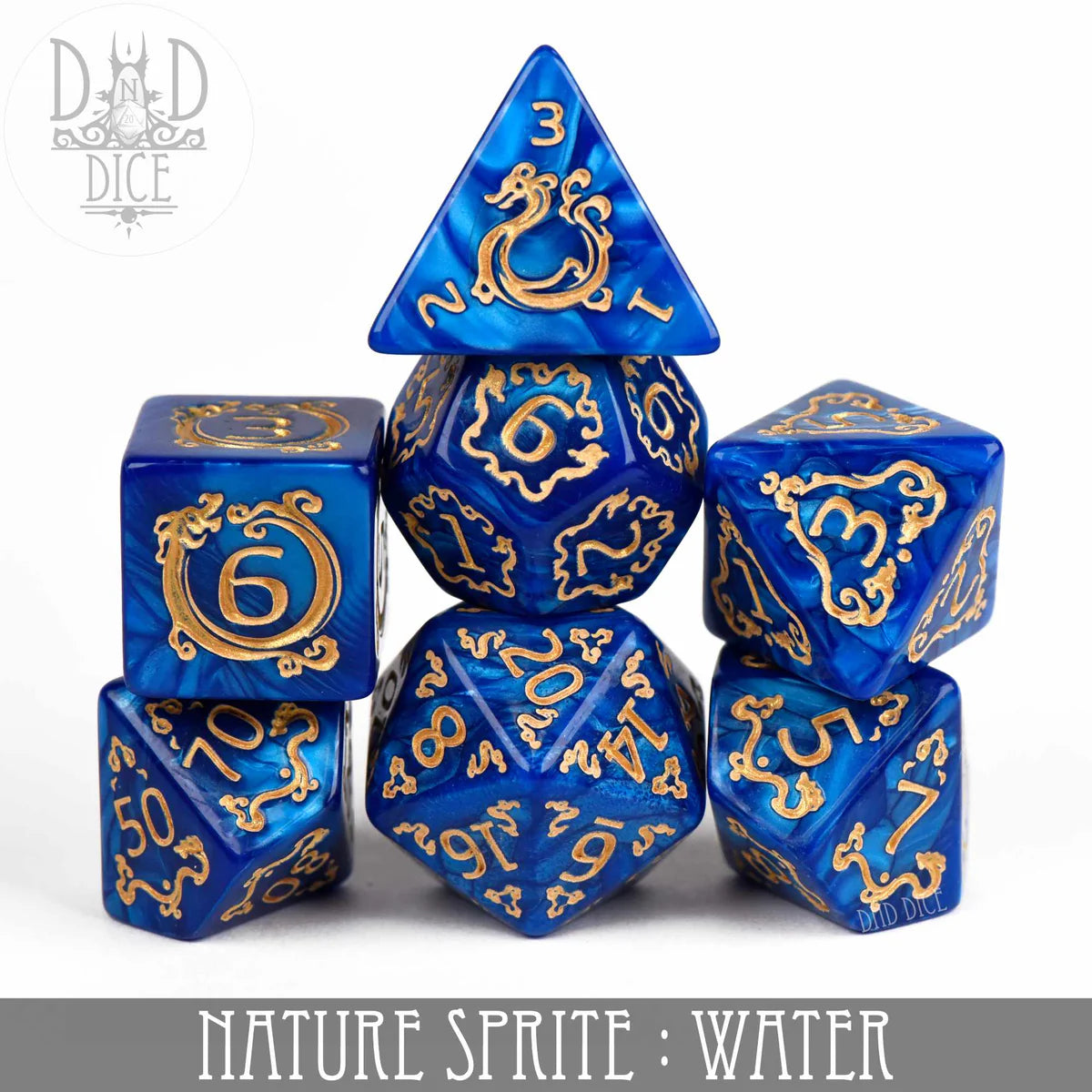DND Dice 7 Dice Set: Nature Sprite: Water | Odin's Place