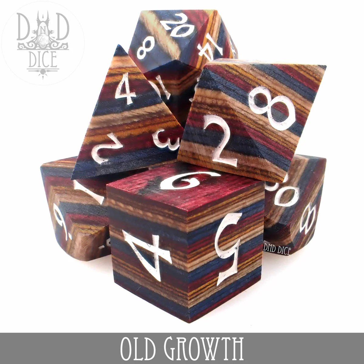 DND Dice Poly 7 Set: Old Growth Wooden Set | Odin's Place
