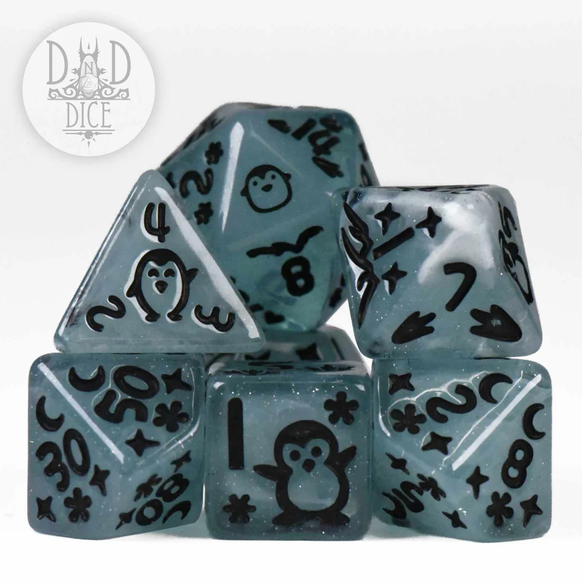 DND Dice Poly 7 Dice Set: Penguin Pals | Odin's Place