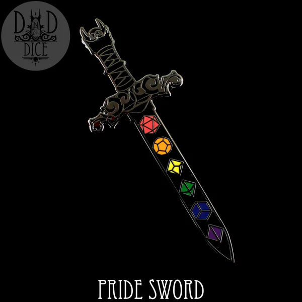DND Dice Pride Dice Sword Pin | Odin's Place
