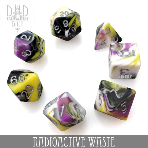DND Dice Poly 7 Dice Set: Radioactive Waste | Odin's Place