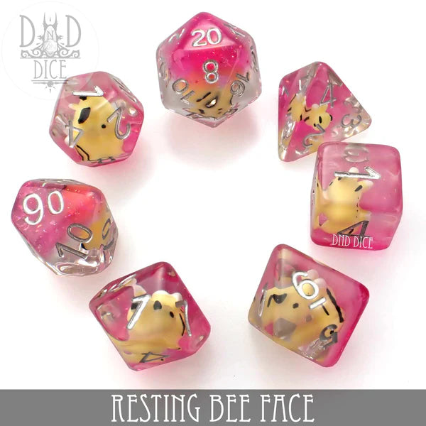 DND Dice Poly 7 Dice Set: Resting Bee Face | Odin's Place