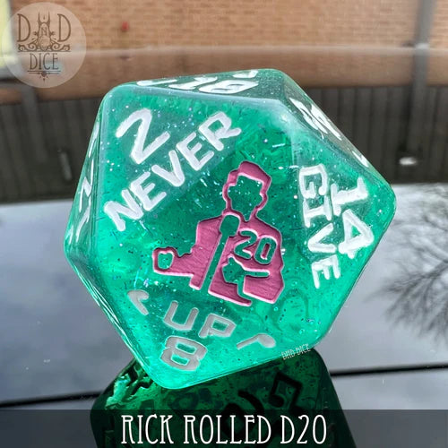 DND Dice Rick Rolled 34mm D20 | Odin's Place