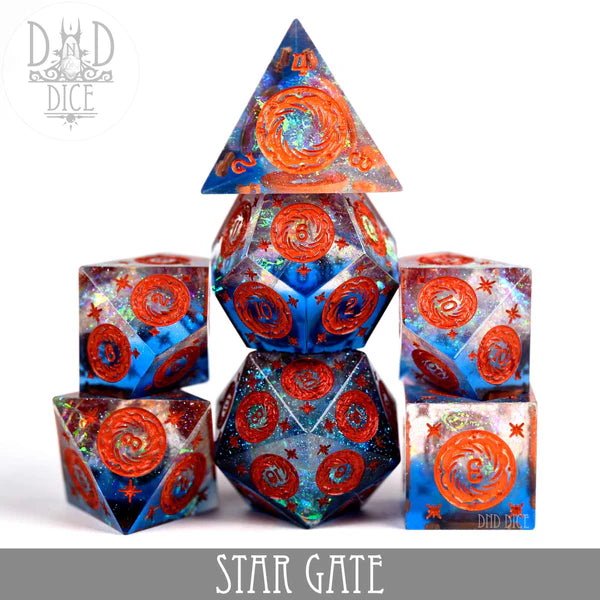 DND Dice Poly 7 Dice Set: Star Gate (Handmade) | Odin's Place