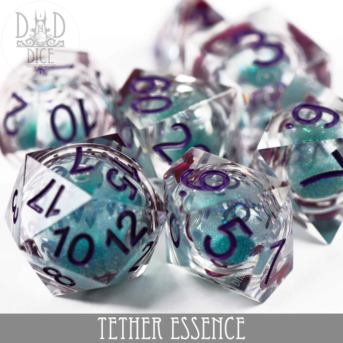 DND Dice Poly 7 Dice Set: Tether Essence (Liquid Core) | Odin's Place