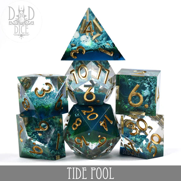 DND Dice Poly 7 Dice Set: Tide Pool (Handmade) | Odin's Place
