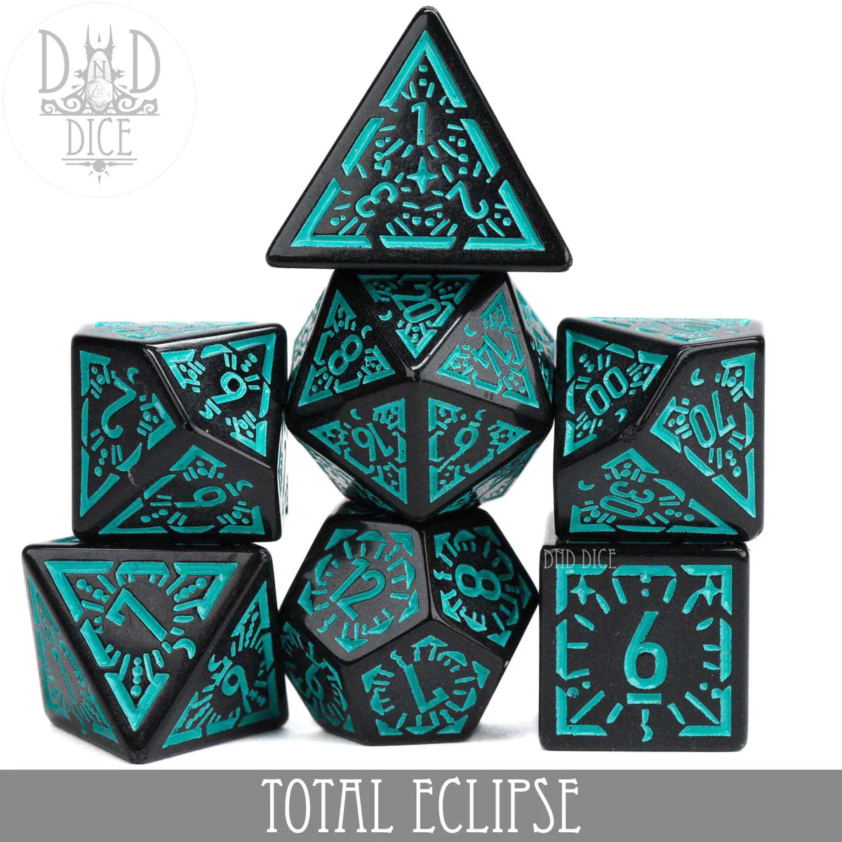 DND Dice 7 Dice Set: Total Eclipse | Odin's Place