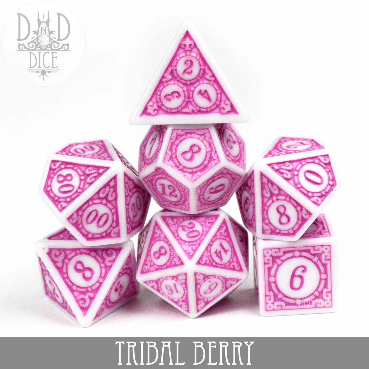 DND Dice Poly 7 Dice Set: Tribal Berry | Odin's Place