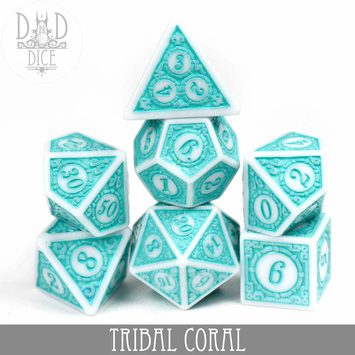 DND Dice Poly 7 Dice Set: Tribal Coral | Odin's Place