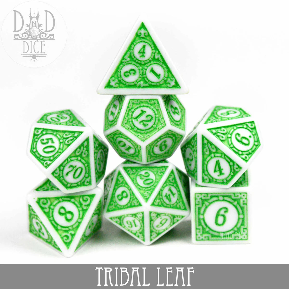 DND Dice Poly 7 Dice Set: Tribal Leaf | Odin's Place