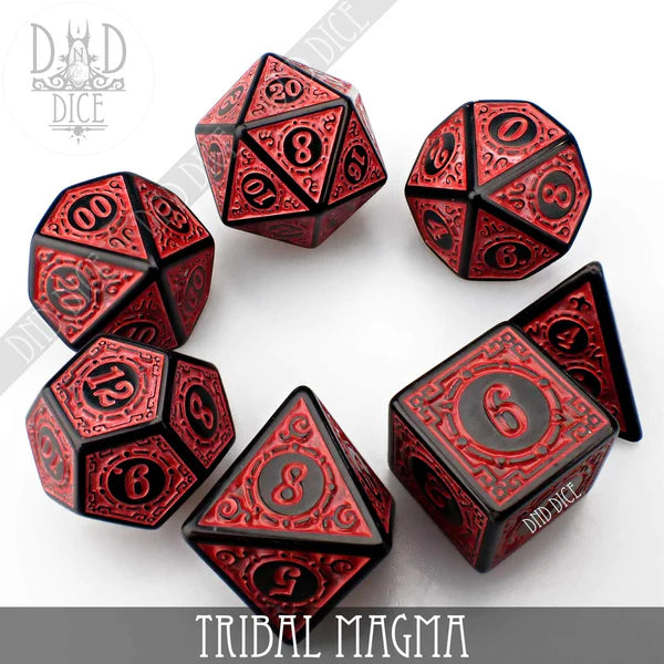 DND Dice Poly 7 Dice Set: Tribal Magma | Odin's Place