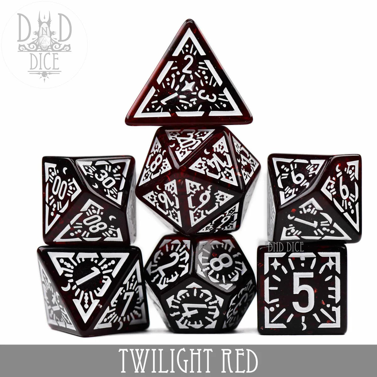 DND Dice 7 Dice Set: Twilight Red | Odin's Place