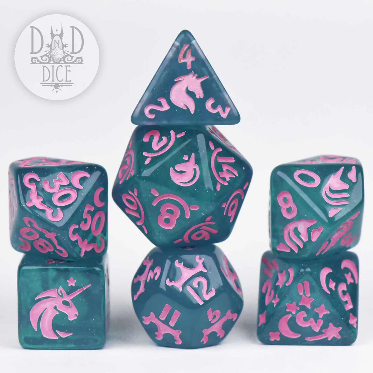 DND Dice Poly 7 Dice Set: Unicorn Princess | Odin's Place