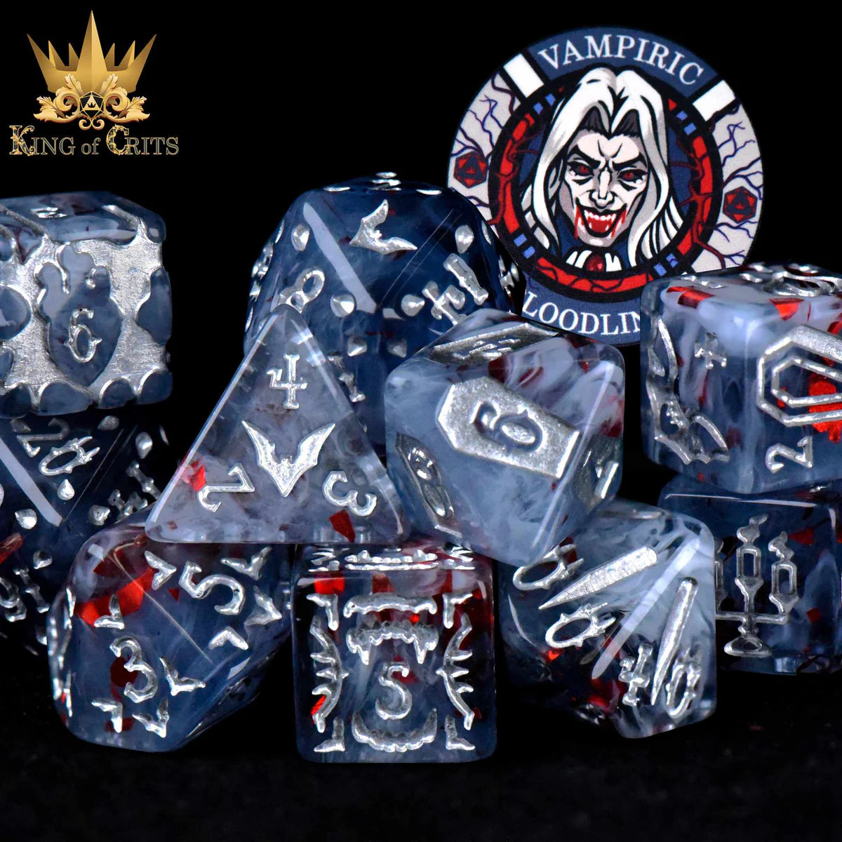 DND Dice 11 Dice Set: Vampiric Bloodline | Odin's Place