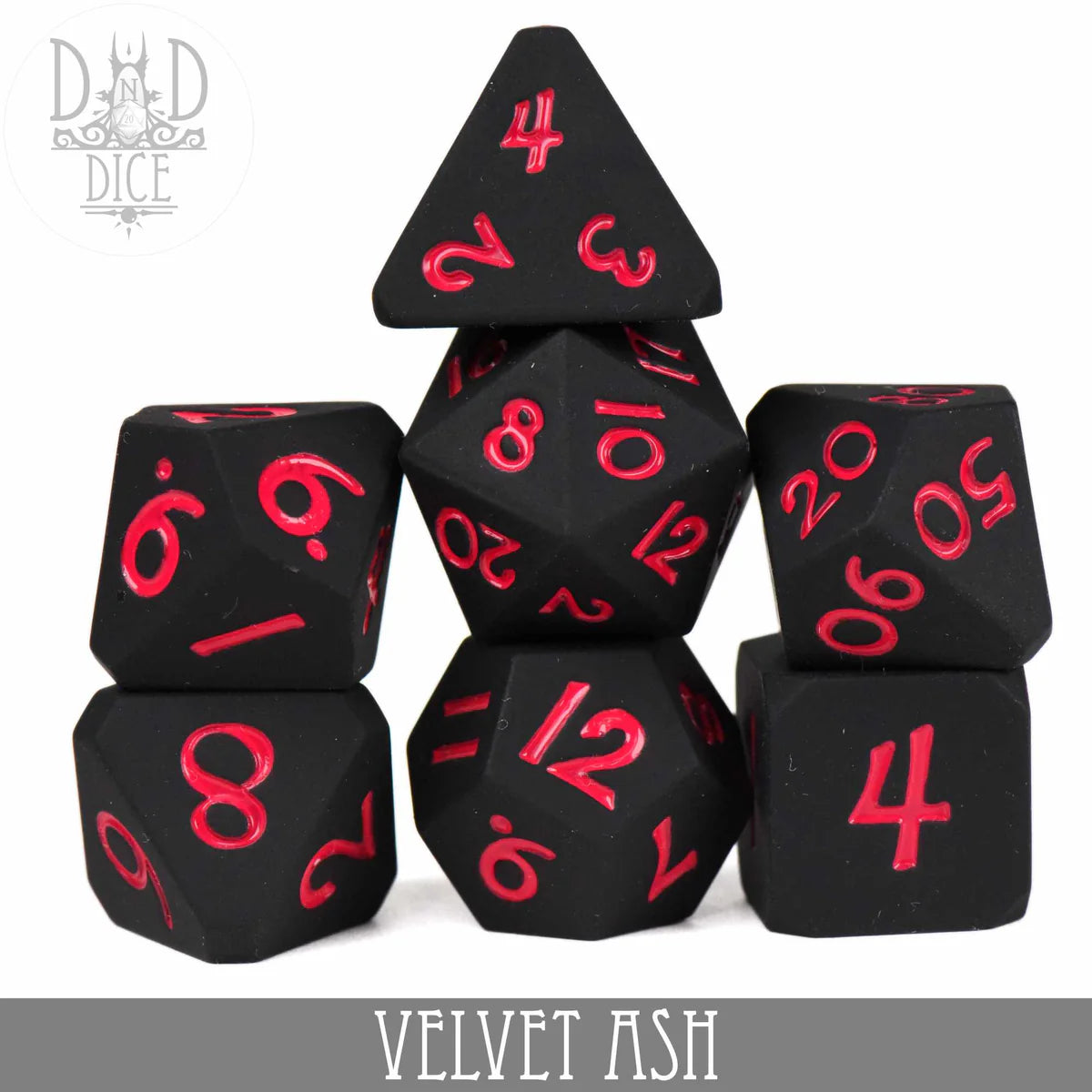 DND Dice Poly 7 Dice Set: Velvet Ash (Silicone) | Odin's Place