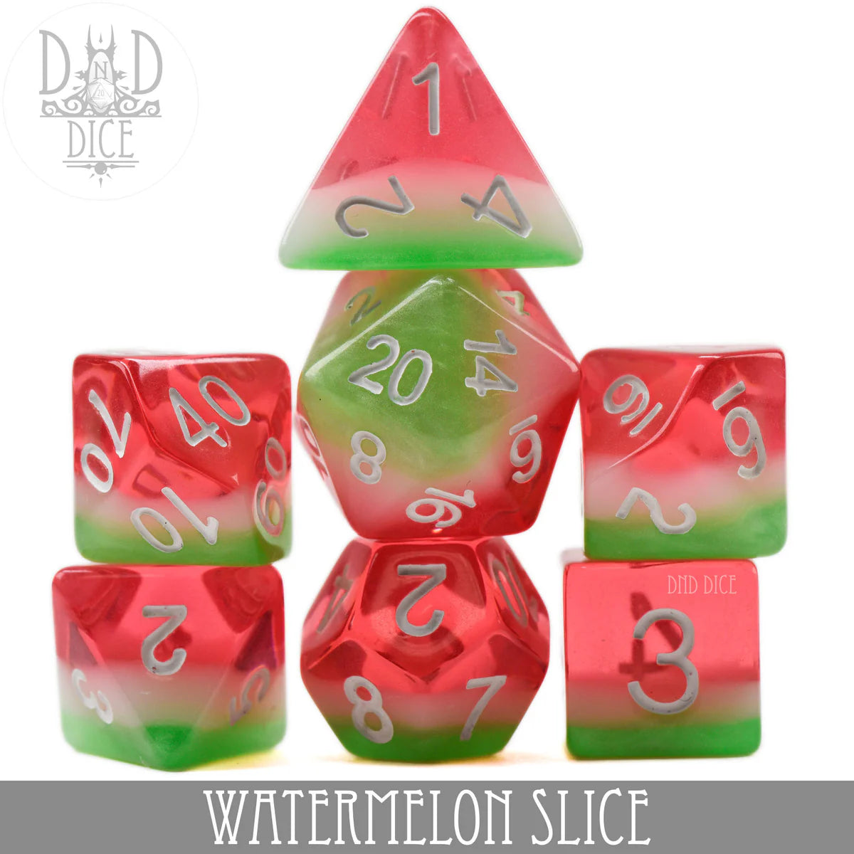 DND Dice: Watermelon Slice 7 Poly Set | Odin's Place