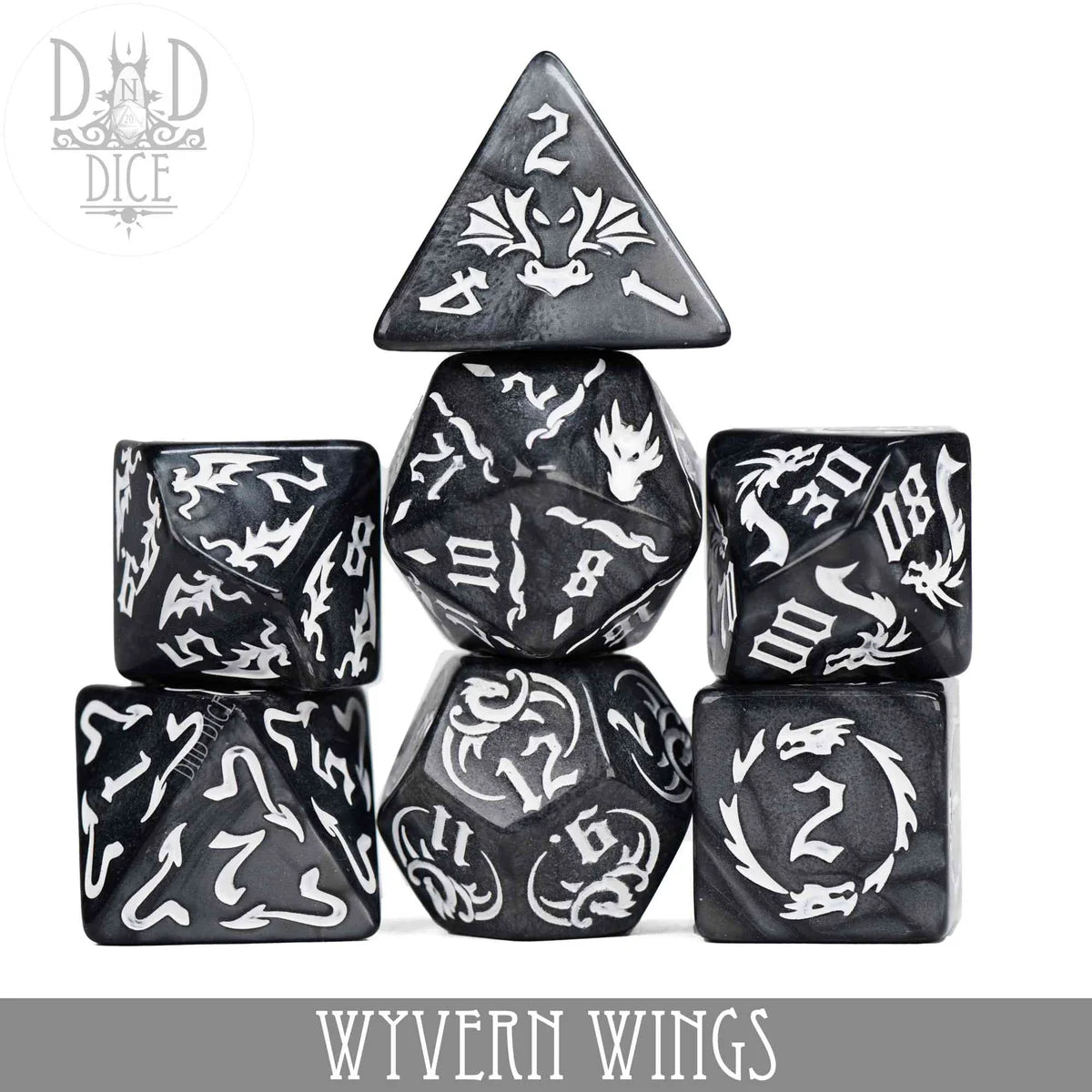 DND Dice Poly 7 Dice Set: Wyvern Wings | Odin's Place