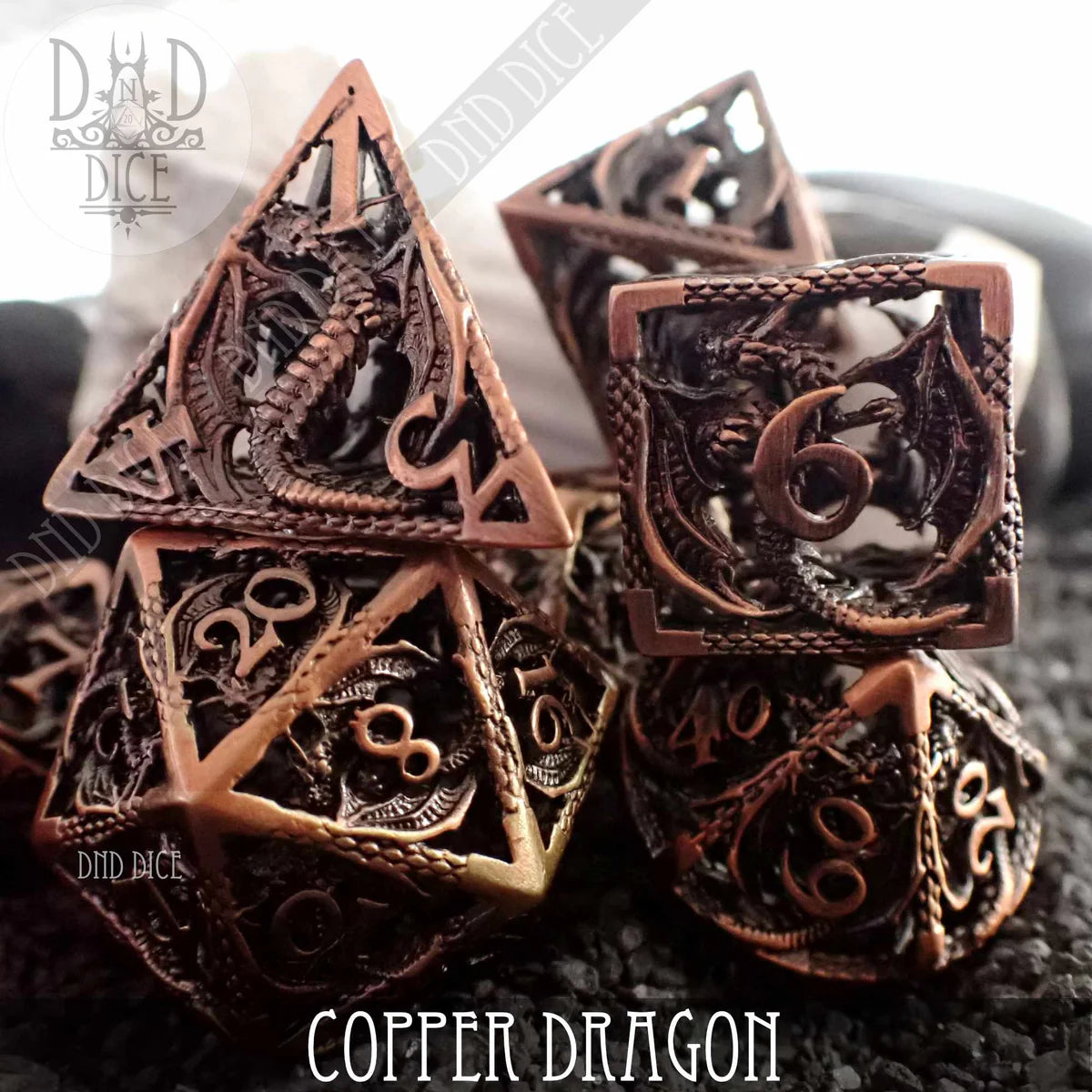 DND Dice Metal Set: Copper Dragon | Odin's Place