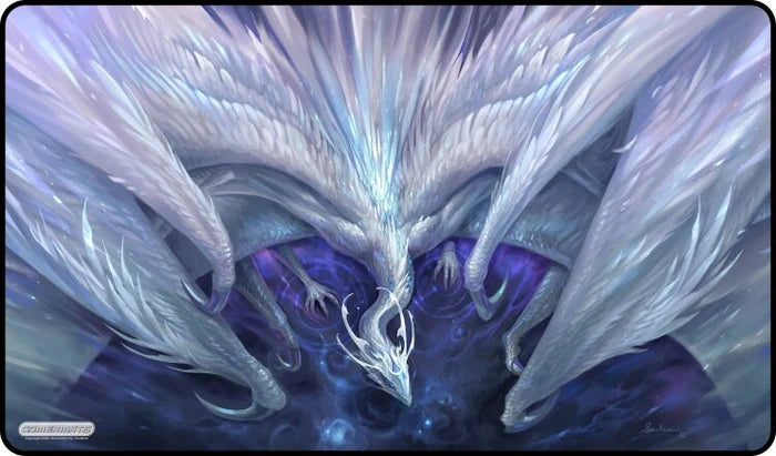Gamer Mats Playmat: White Crystal Dragon Stitched | Odin's Place