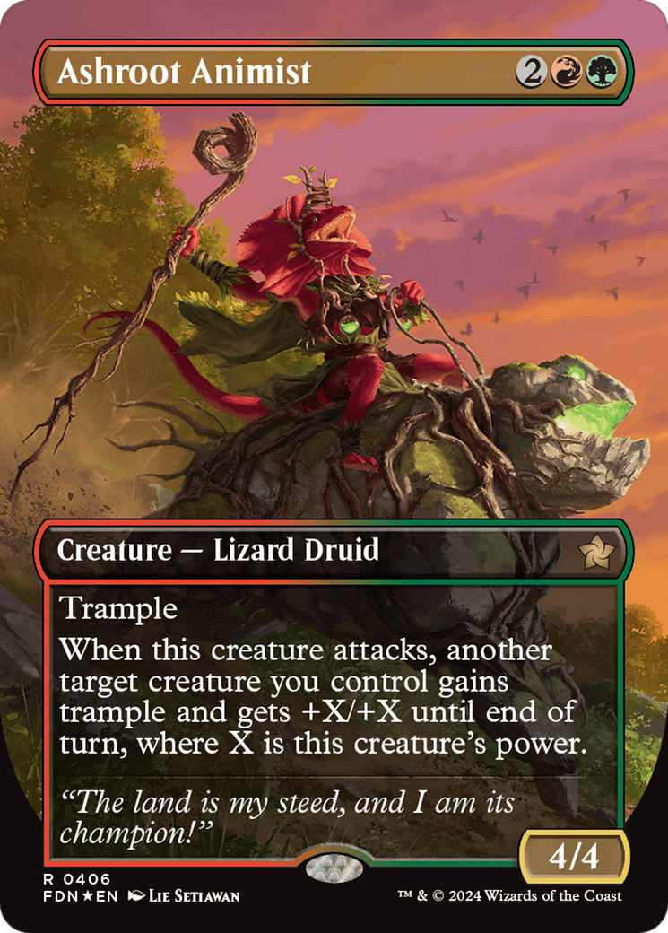 Ashroot Animist (Borderless) (Mana Foil) [Foundations] | Odin's Place
