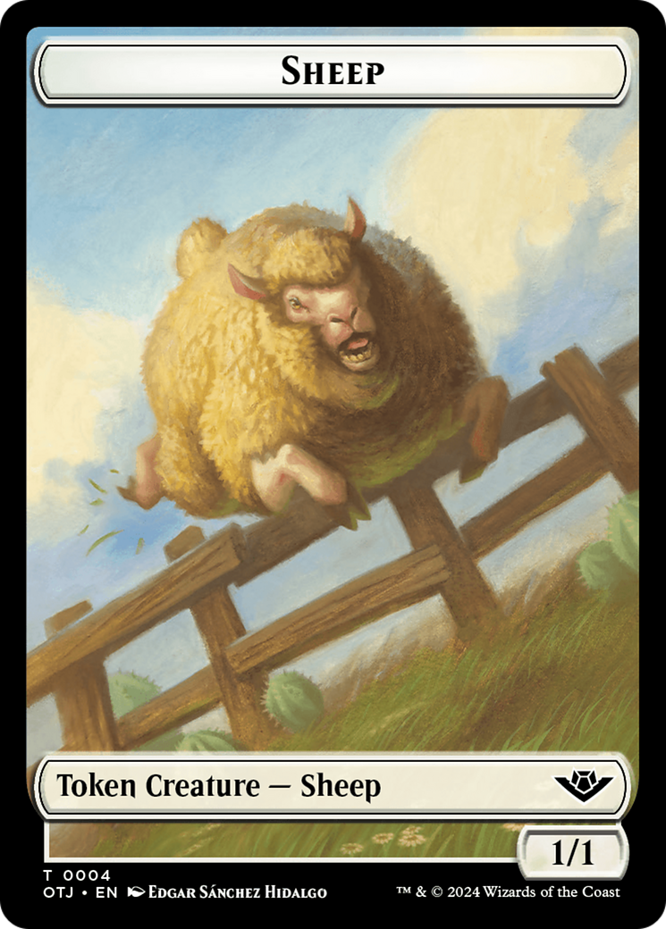 Mercenary // Sheep Double-Sided Token [Outlaws of Thunder Junction Tokens] | Odin's Place