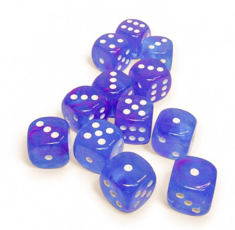 Chessex Nebula: 16mm d6 Aura/white Luminary Dice Block (12 dice) | Odin's Place