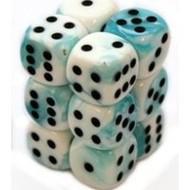 Chessex Gemini 12ct 16mm D6 Teal-White with black | Odin's Place