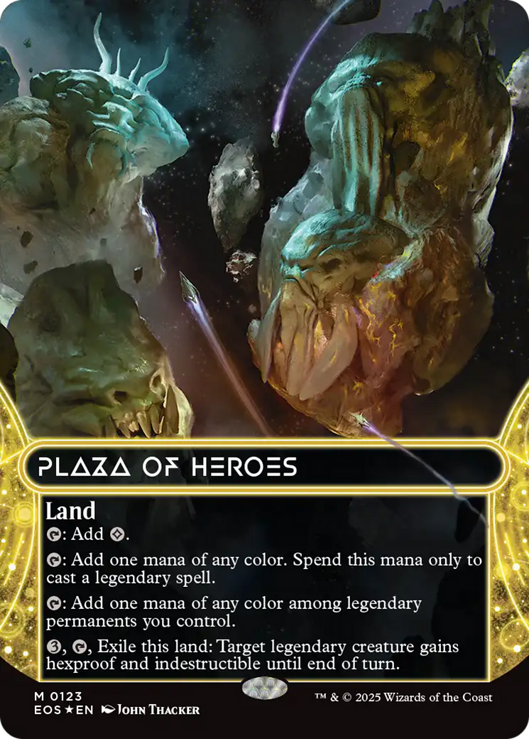 Plaza of Heroes (0123) (Borderless) (Galaxy Foil) [Edge of Eternities: Stellar Sights] | Odin's Place