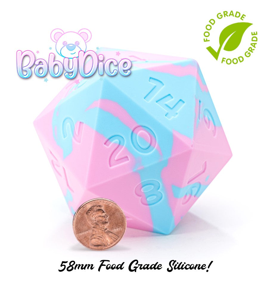Gate Keeper Games: Random Encounter: Baby Dice - Baby Blue and Powder Pink Swirls (58mm Silicone D20) | Odin's Place