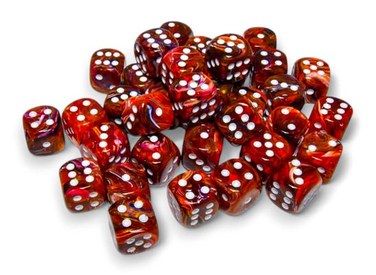 Chessex Festive: 12mm d6 Symphony/white Dice Block (36 dice) | Odin's Place