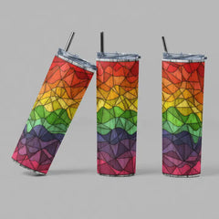 The Geek Boutique: Rainbow - Pride Geometric - Blue Glow in the Dark Tumbler | Odin's Place