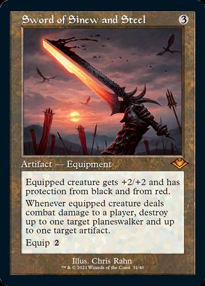 Sword of Sinew and Steel (Retro Foil Etched) [Modern Horizons] | Odin's Place