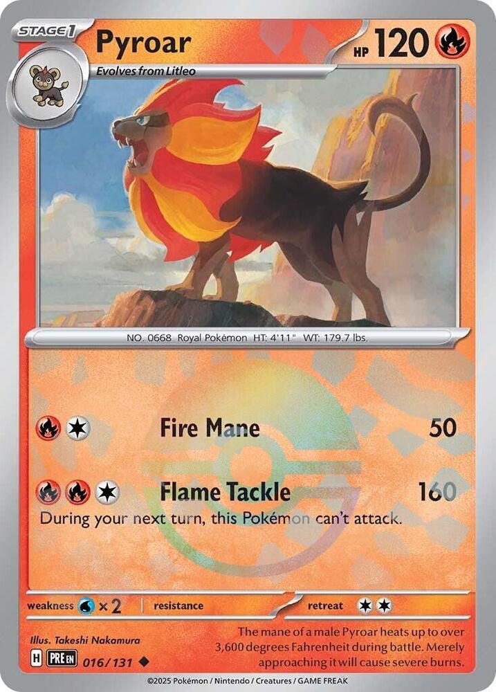 Pyroar (016/131) (Poke Ball Pattern) [Scarlet & Violet: Prismatic Evolutions] | Odin's Place