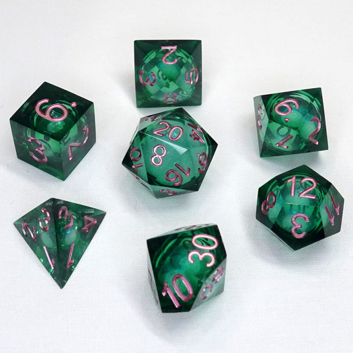 Chronicle Liquid Core Poly 7 Dice Set: Molten Moss | Odin's Place
