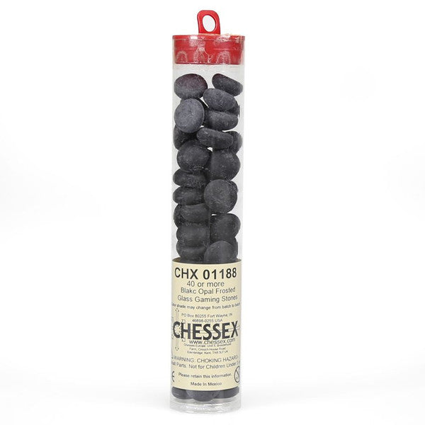 Chessex Black Opal Frosted Glass Stones in 5.5` Tube | Odin's Place