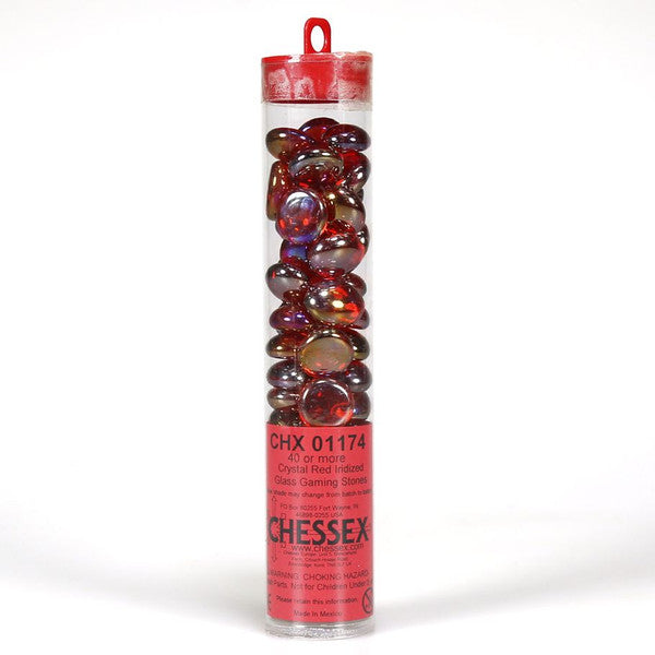 Chessex Crystal Red Iridized Glass Stones in 5.5` Tube | Odin's Place