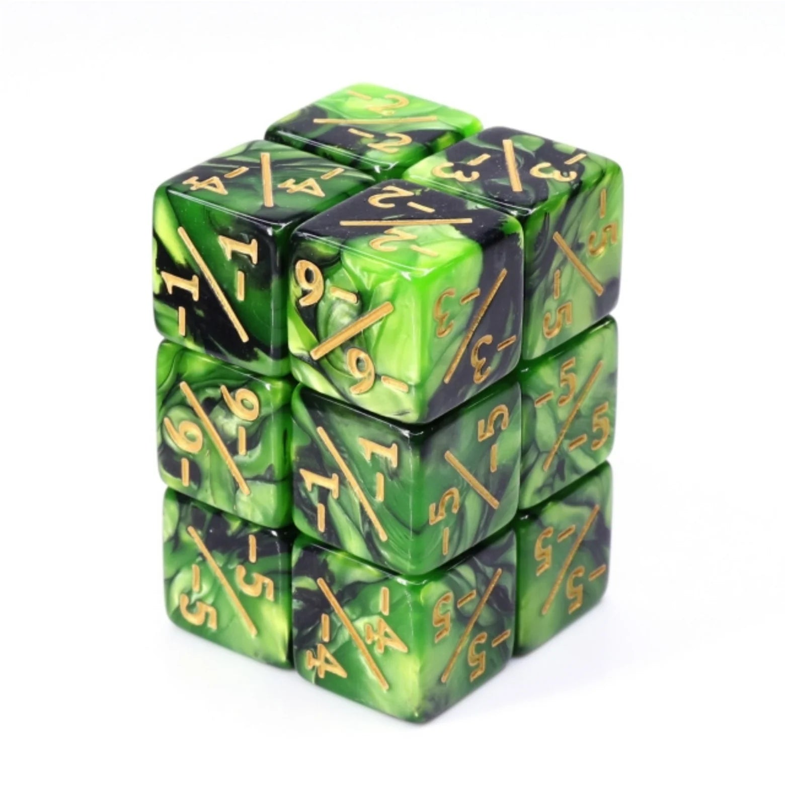 Foam Brain Magic The Gathering Counters +1/-1 Pearl Green with Black Set of 8 | Odin's Place