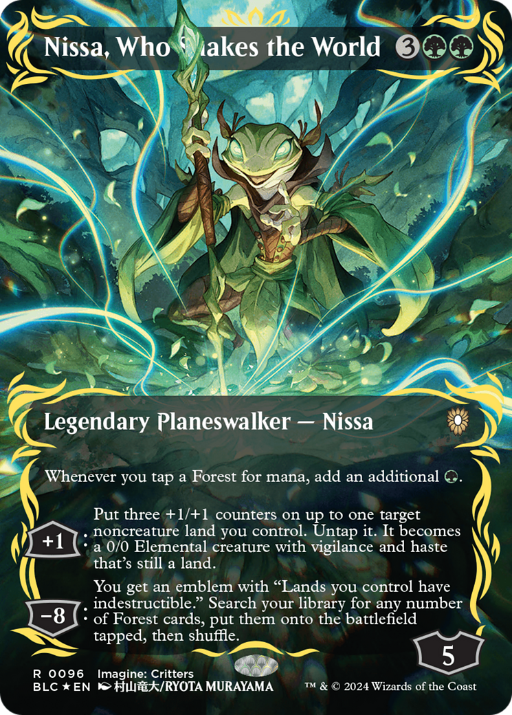 Nissa, Who Shakes the World (Borderless) (Raised Foil) [Bloomburrow Commander] | Odin's Place