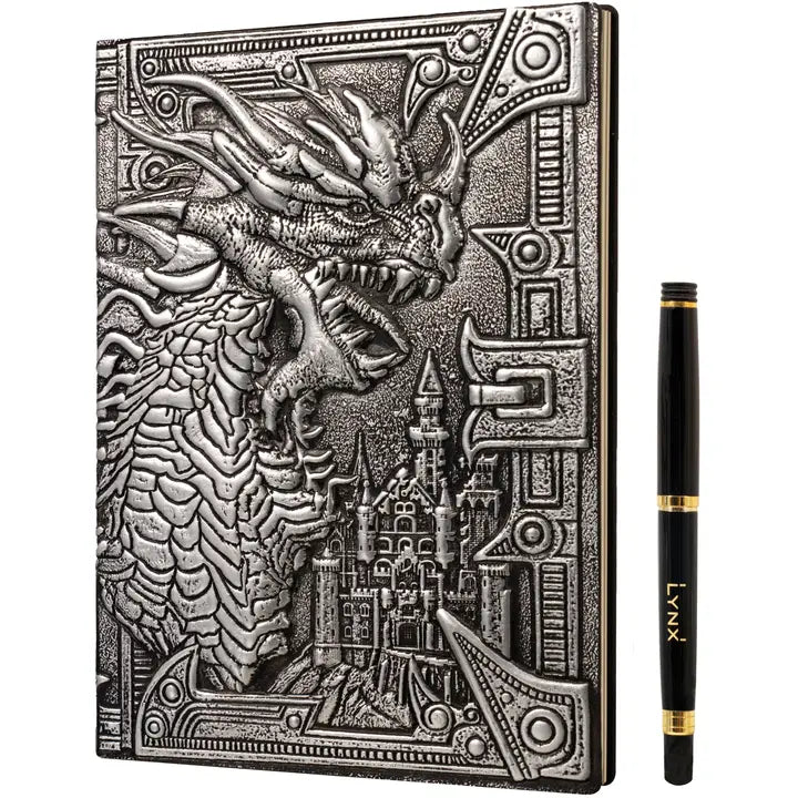 QMDirect 3D Faux-Leather Notebook / Journal - Silver Dragon | Odin's Place