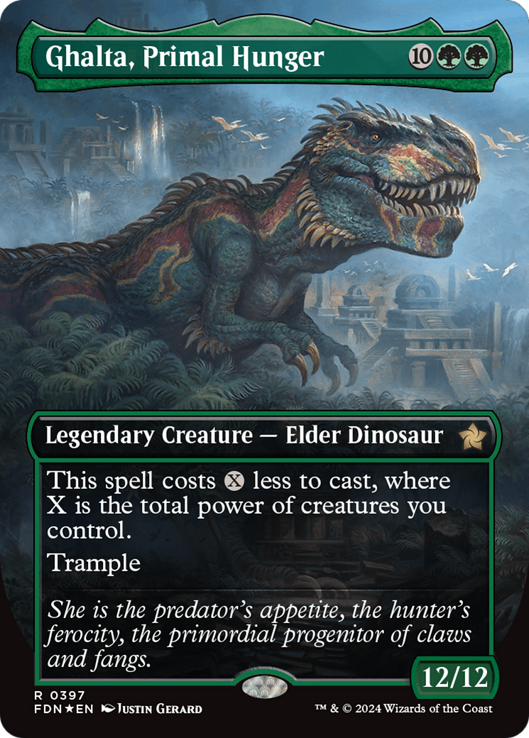 Ghalta, Primal Hunger (Borderless) (Mana Foil) [Foundations] | Odin's Place
