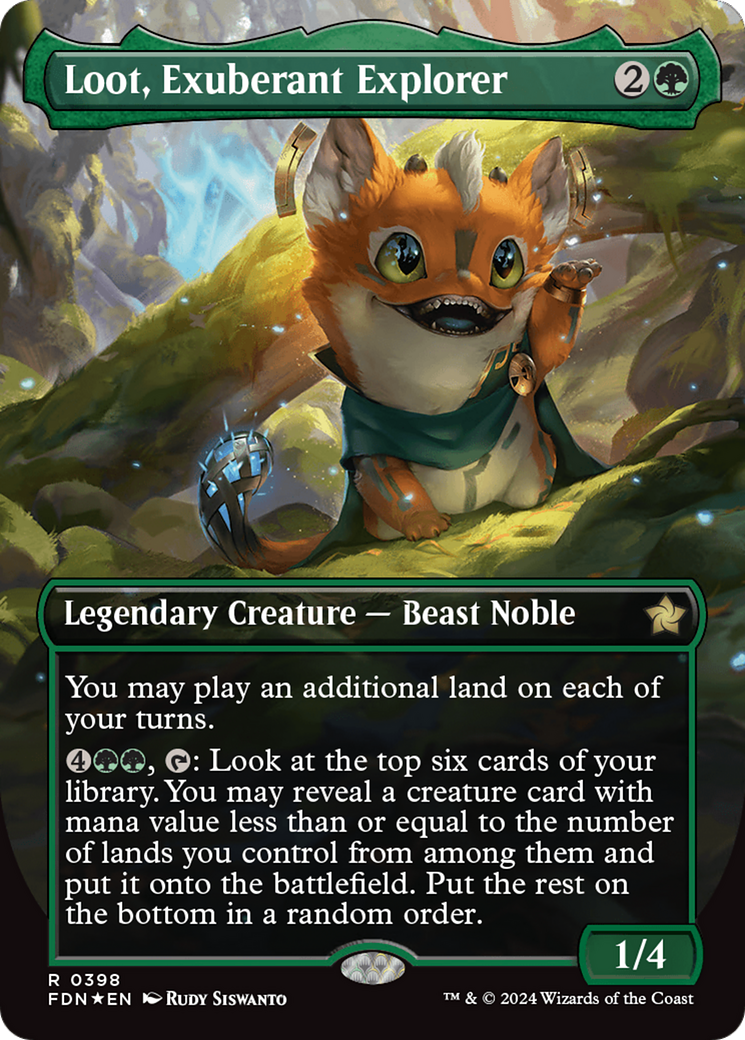 Loot, Exuberant Explorer (Borderless) (Mana Foil) [Foundations] | Odin's Place