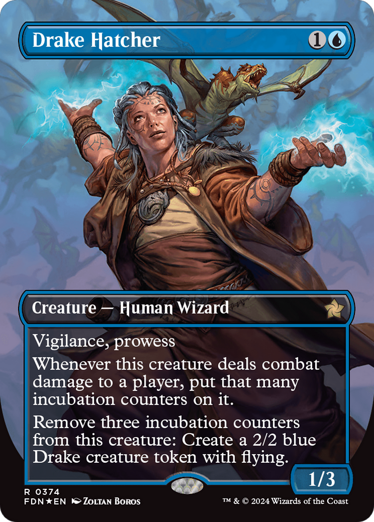 Drake Hatcher (Borderless) (Mana Foil) [Foundations] | Odin's Place