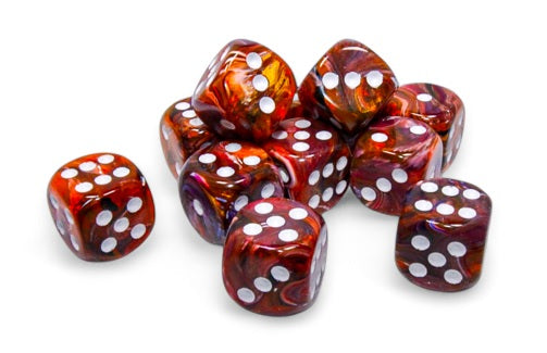 Chessex Festive: 16mm d6 Symphony/white Dice Block (12 dice) | Odin's Place