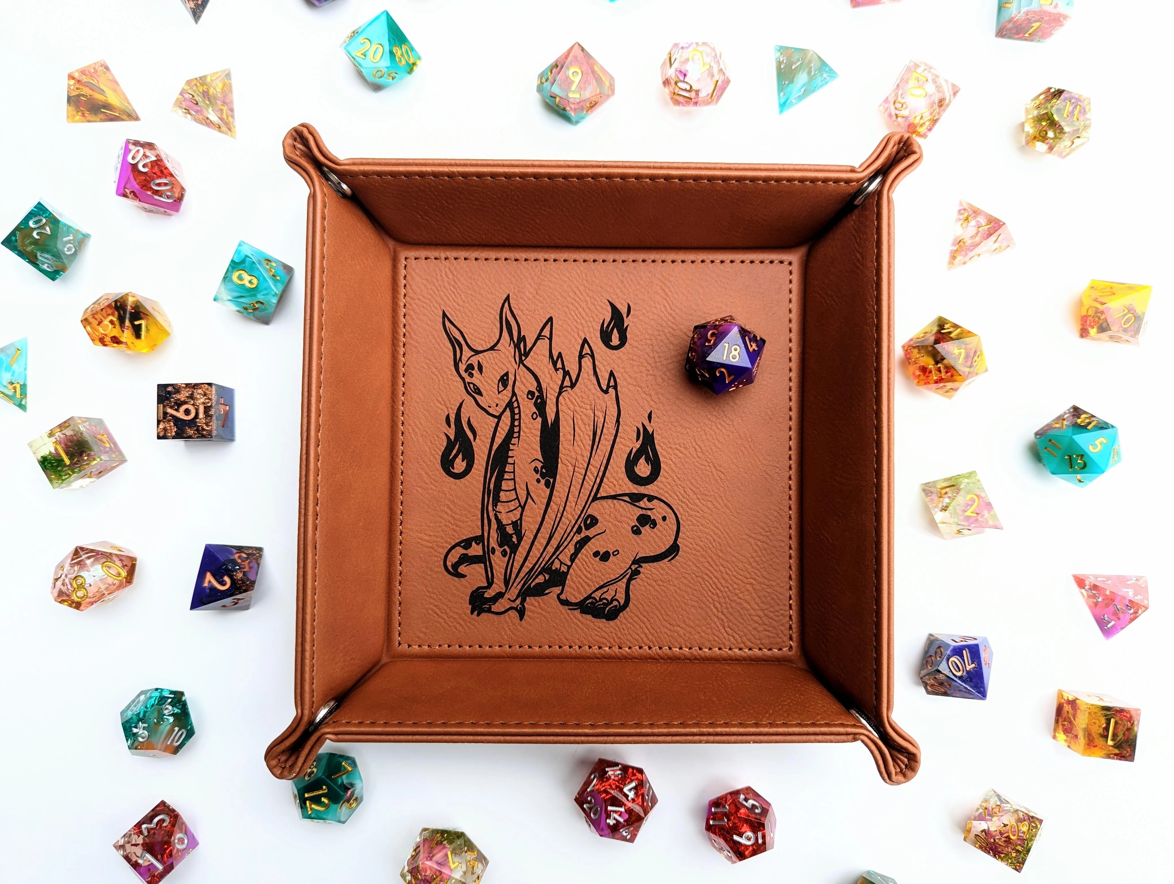 NTSD Gaming Square Leatherette Dice Tray, Assorted Styles | Odin's Place