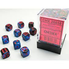 Chessex Gemini Black and Starlight with Red 12mm D6 Set | Odin's Place