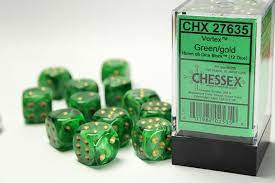 Chessex Vortex Green and Gold 16mm D6 Block | Odin's Place
