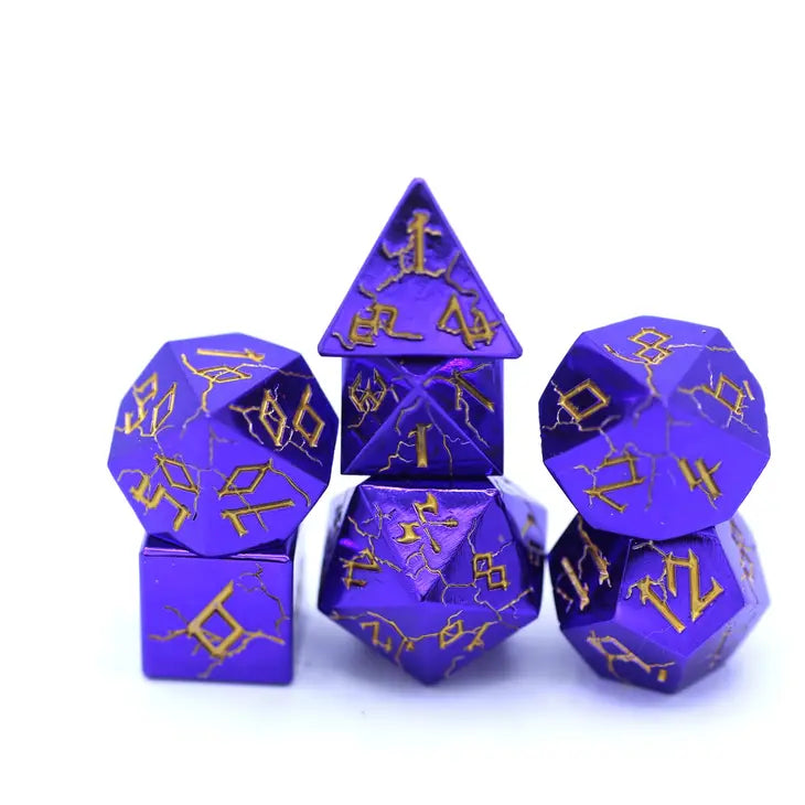 HYMGHO - Purple Chrome with Gold Solid Metal Barbarian Dice Set | Odin's Place