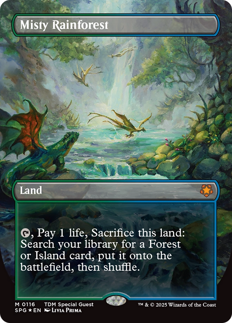 Misty Rainforest (Borderless) (Dragonscale Foil) [Tarkir: Dragonstorm Special Guests] | Odin's Place