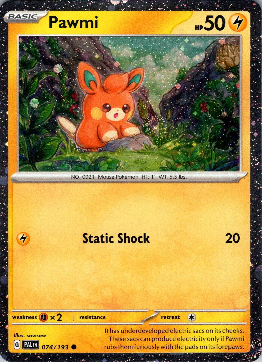 Pawmi (074/193) (Cosmo Foil) [Scarlet & Violet: Paldea Evolved] | Odin's Place