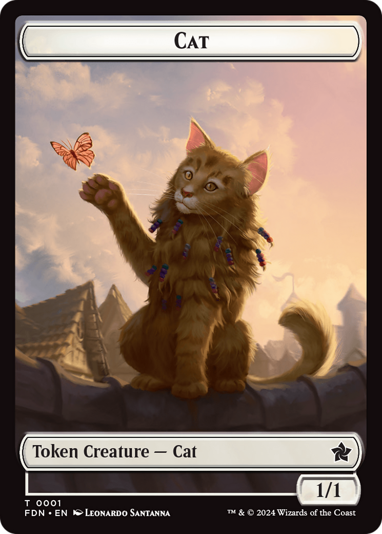 Elf Warrior // Cat (001) Doubled-Sided Token [Foundations Tokens] | Odin's Place